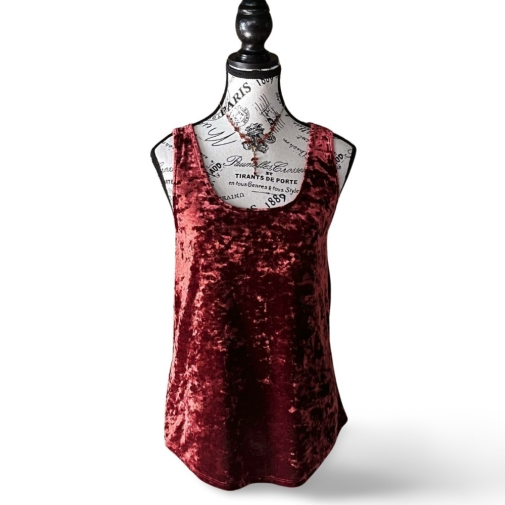 Y2K Goth Red Velvet Burgundy Sleeveless Tank Top Medium